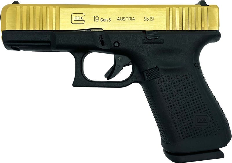 Gold Glock 19 handgun