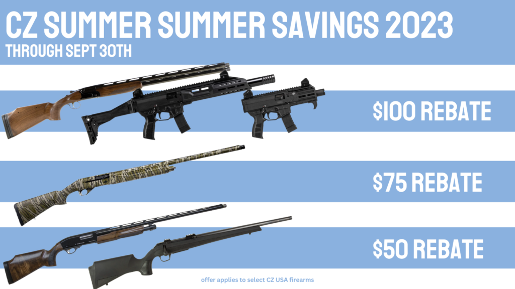 CZ Summer Savings 2023 cover. $50, $75, and $100 deals