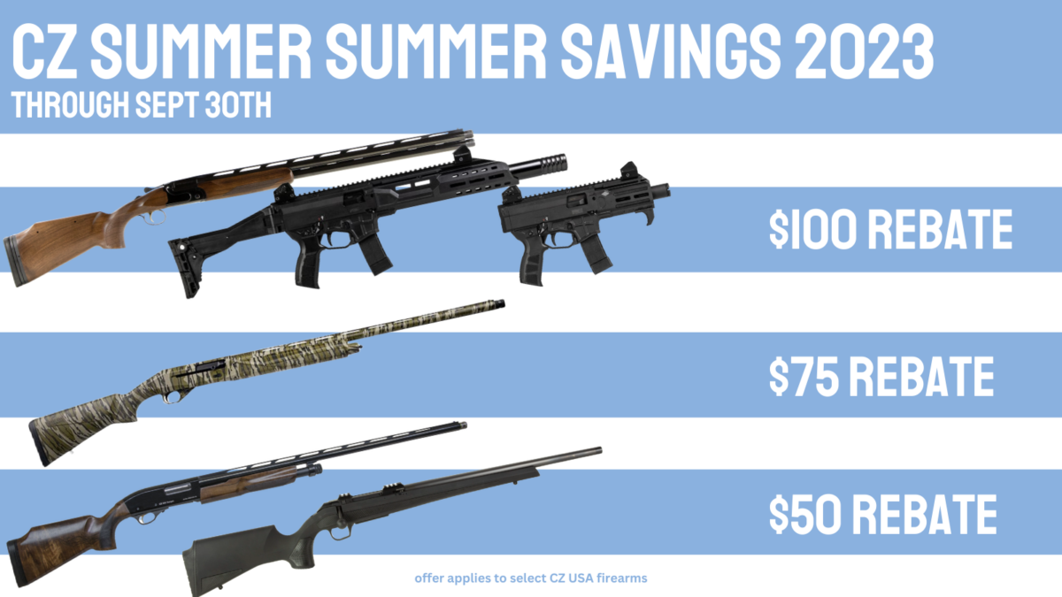 CZ Firearms Rebates Summer 2023 50 75 100 Rebates GrabAGun